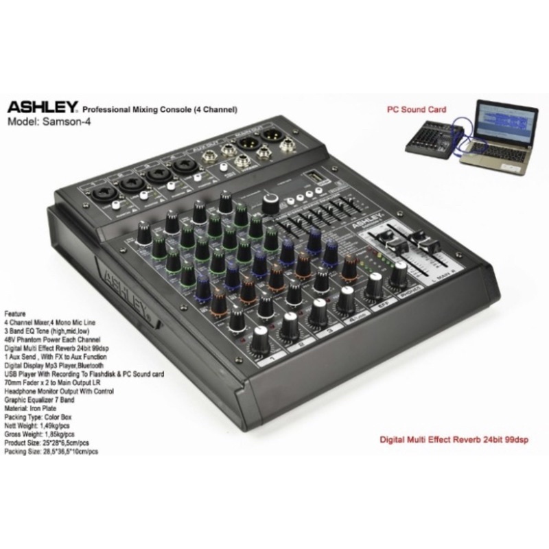 Mixer Ashley Samson 4 original ashley samson 4 channel(BAYAR DI TEMPAT)  SAMSON4 Mixer Ashley Samson