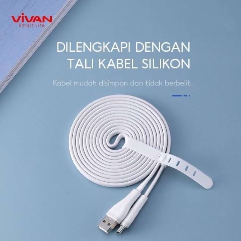 Original Vivan 200S Kabel Data Type C 2 Meter Fast Charge 2.4A Cable Data Vivan Flat 2m