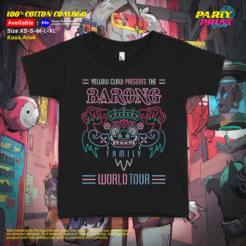 Partyprintstore Kaos Anak Cowok Band Yellow Claw Barong World Tour I