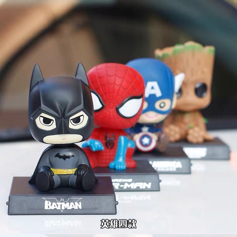 pajangan  mobil spiderman satuan bukan set Pajangan Dashboard Mobil Figure Bobble head Pajangan Goyang Avengers Superhero Batman Superman Spiderma