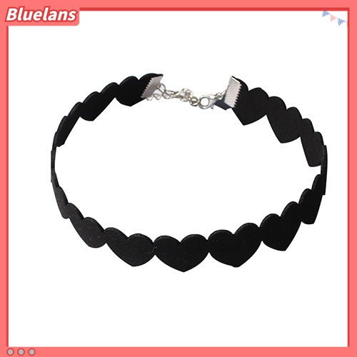 Kalung Choker Bahan Velvet Warna Hitam Bentuk Hati Untuk Wanita