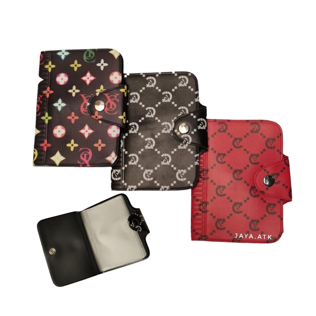 DOMPET KARTU ATM NAMA MOTIF CARD HOLDER + KANCING KULIT MURAH SOUVENIR