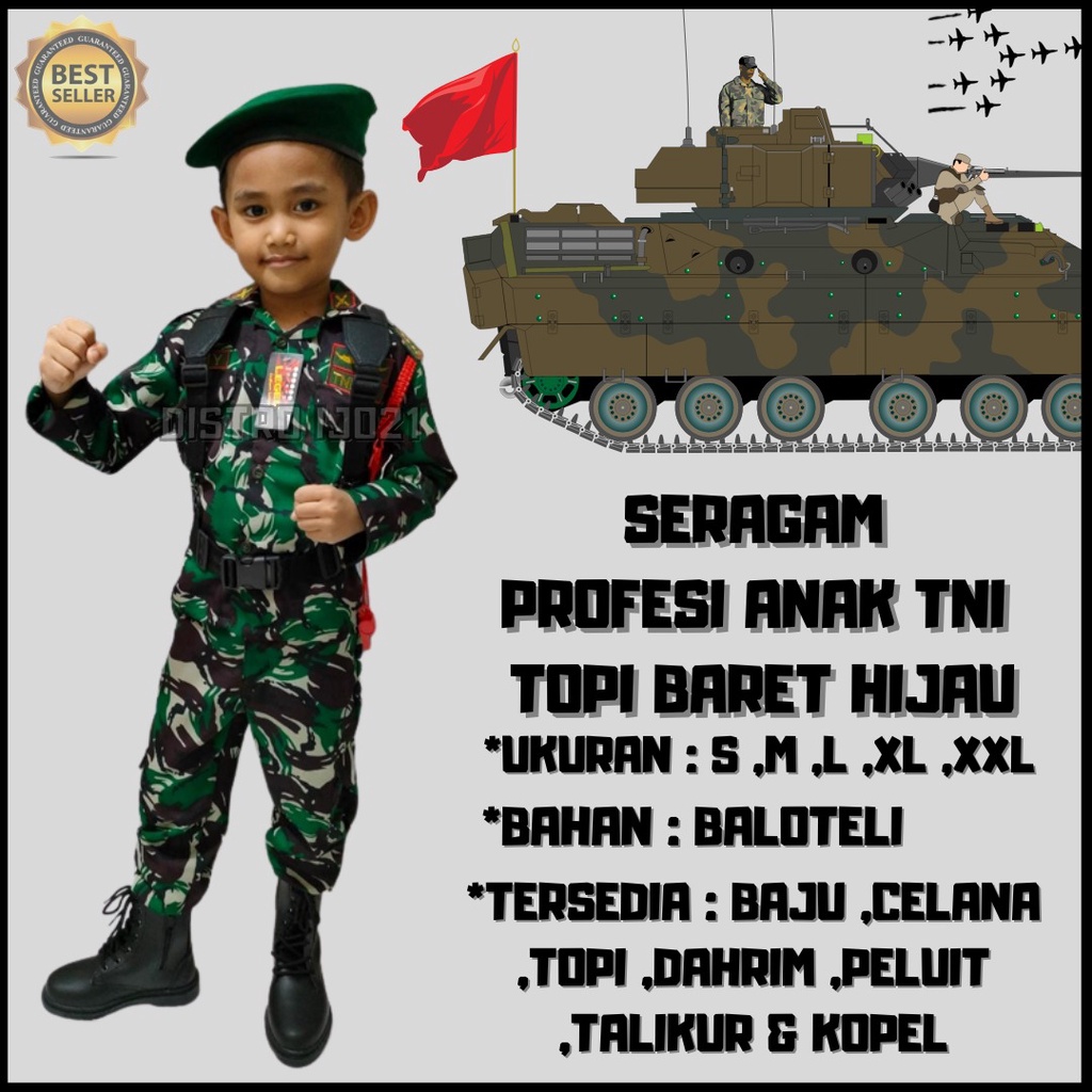 PROFESI ANAK POLISI TNI LORENG KOMPLIT DAHRIM KOPEL SERAGAM TNI ANAK KOMPLIT TOPI RIMBA KOMANDO BARET MERAH BARET HIJAU PET KOWAD COSTUM TNI MURAHSTELAN ANAK LORENG