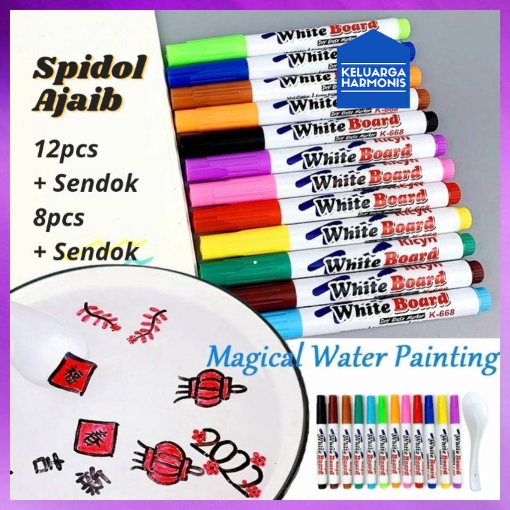 Spidol Apung Ajaib Viral Warna warni / Spidol Ajaib Spidol Whiteboard Floating Markers Mainan Edukasi Anak Spidol Papan Tulis Spidol Ajaib Mengapung Air