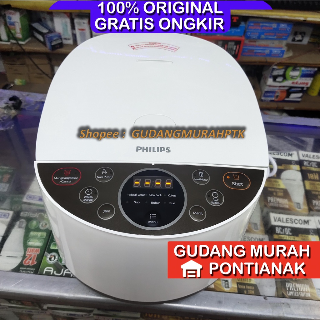 Rice Cooker PHILIPS 1.8L Digital HD4515/33 - 400Watt, 4515 33 8 Menu, White, putih, mejikom multi fungsi magic com penanak nasi