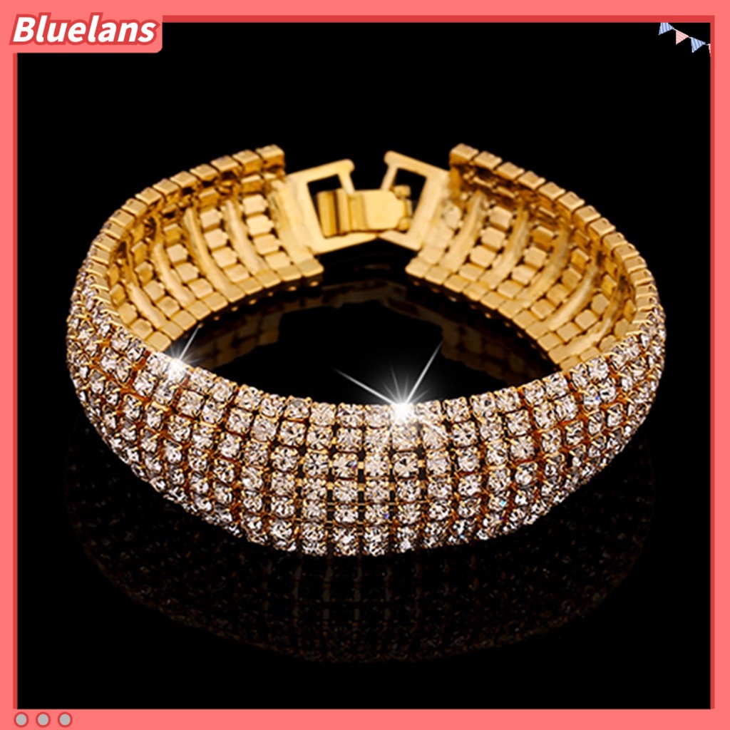 Bluelans Women Roman Style Rhinestone Wide Bangle Bracelet Jewelry Gift Party Banquet