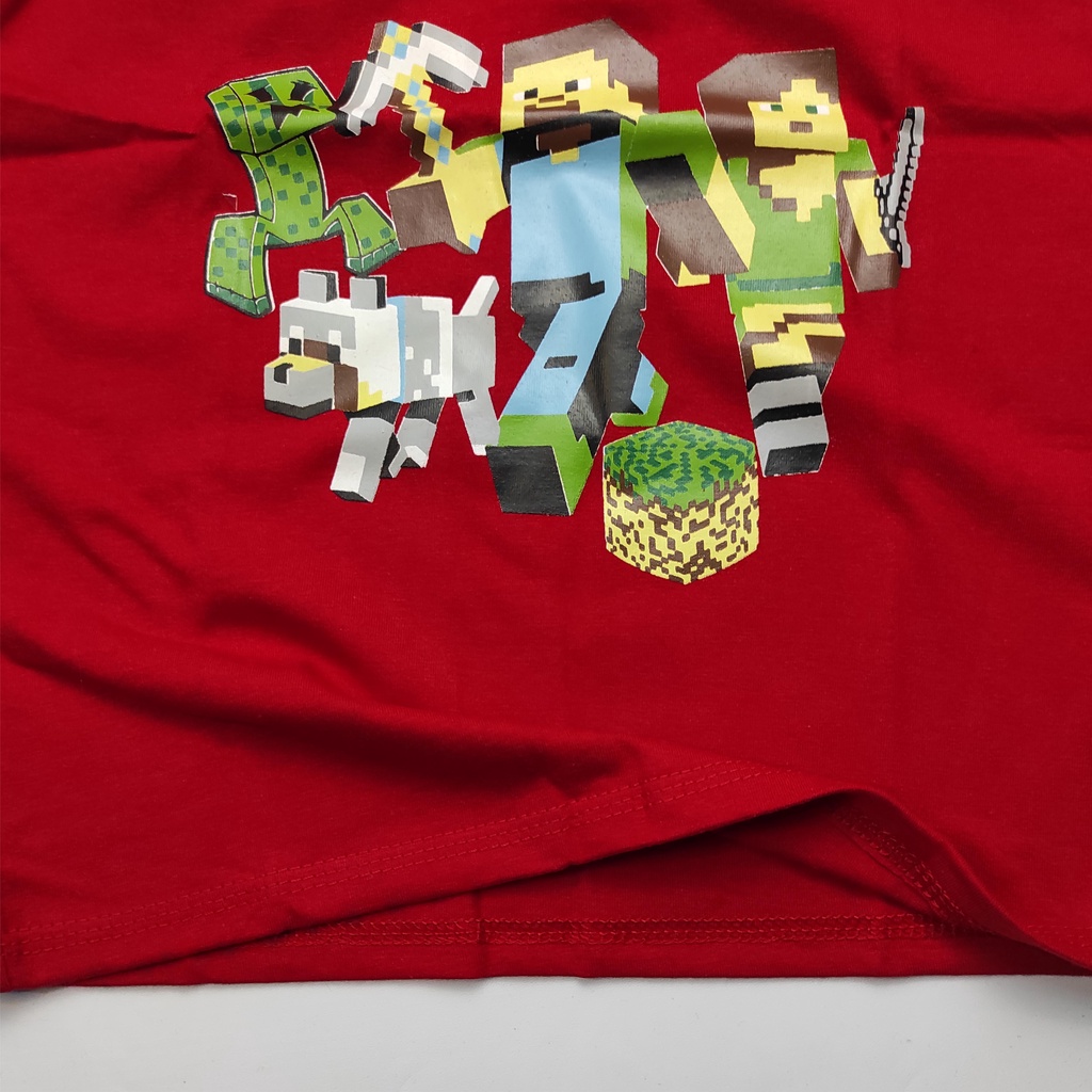 KAOS ANAK LAKI LAKI MINECRAFT MERAH 1-12 TAHUN
