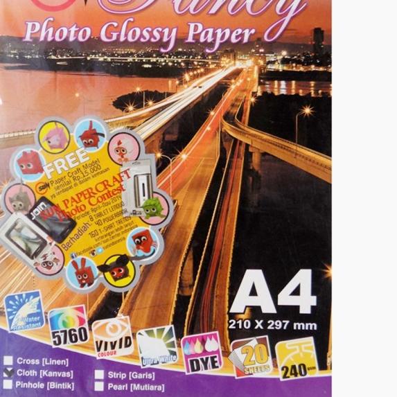 

SUN Kertas Fancy Photo Paper Glossy 240 Gsm - Cloth [Kanvas]