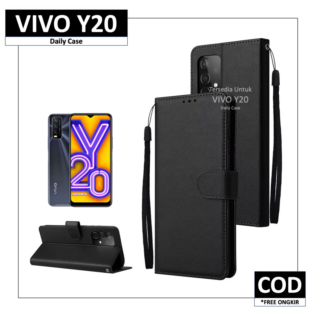 Case VIVO Y20 / Y20i / Y20s / V2029 Terbaru Flip Leather Casing Premium Kesing Kulit HP