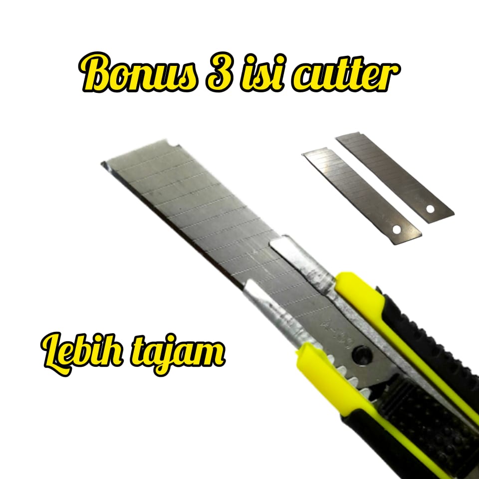 

Pisau Cutter Kater Knife Set Pemotong Kertas Besar Isi L150 Tajam Murah Autolock BONUS 3 Buah Isi Ulang Cutter