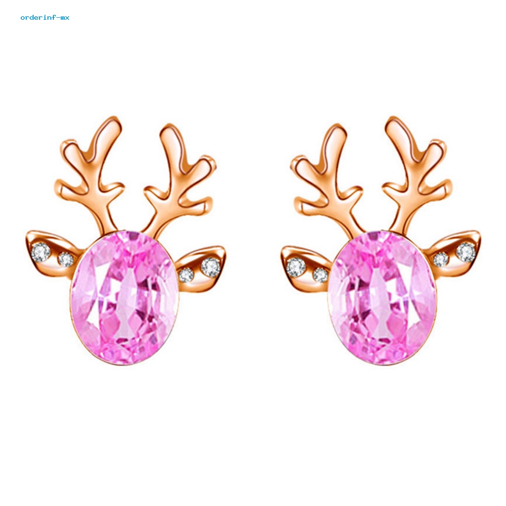 2pcs Anting Stud Desain Tanduk Rusa Natal Untuk Dekorasi