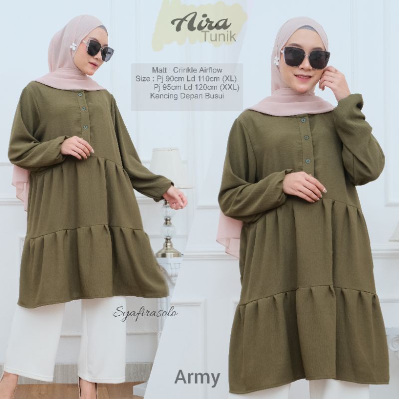 PROMO AIRA TUNIK/ATASAN REMPEL WANITA RAYON POLOS (M,L,XL,XXL,XXXL)