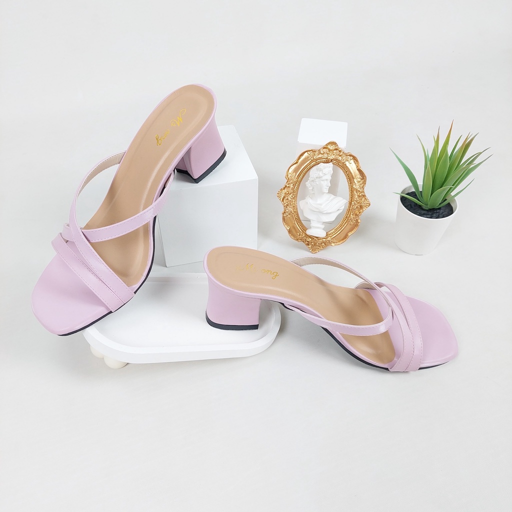 BBS MSH 06 Sandal High Heels Hak Tahu Tali Silang Strappy Chunky Wanita Impor Murah
