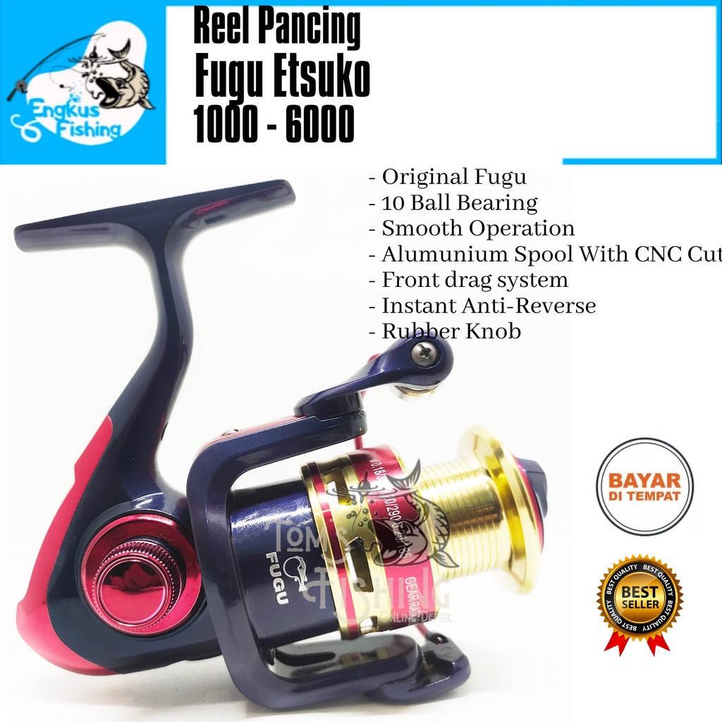 Reel Pancing Fugu Etsuko 800 - 6000 (10Bearing) Spool Alumunium Murah - Engkus Fishing