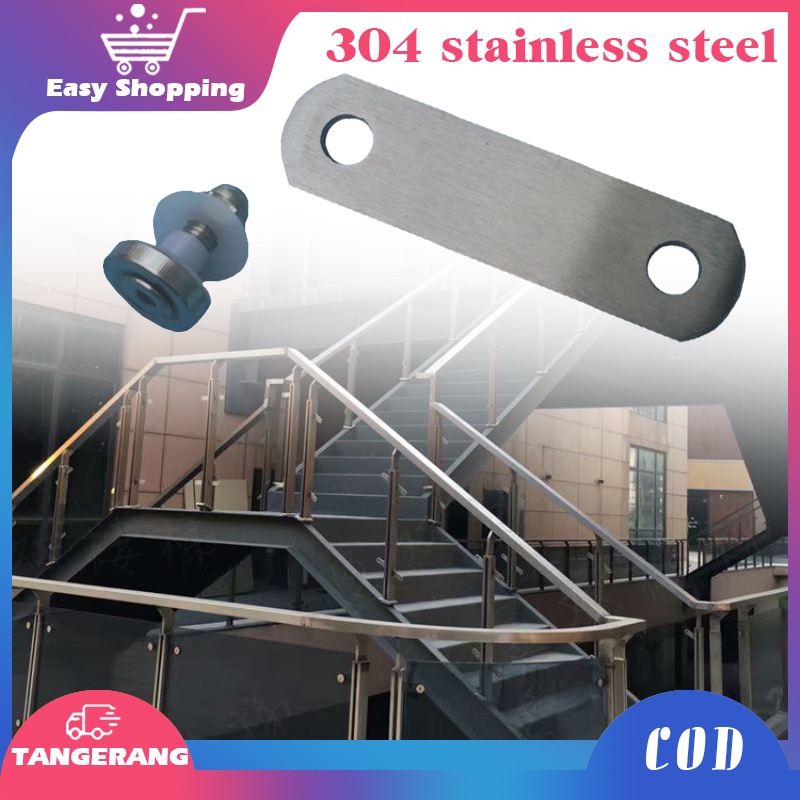 Penjepit Kaca Stainless Sus 304 Railing Kaca Stainless Single Sayap Railing Tangga 10.5cm Jepit Kaca