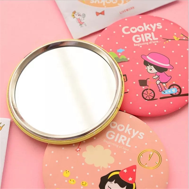 Kaca Cermin Mini Bulat Karakter Kaca Make Up Bulat Travel mini Kaca Mirror Kecil Dompet Tas Souvenir Lucu TERMURAH TERLARIS