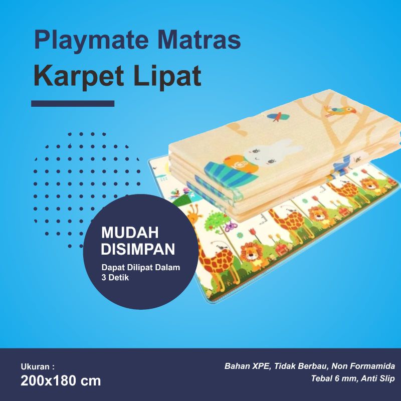 Playmat Karpet Lipat Bayi Karakter Ukuran 180x200