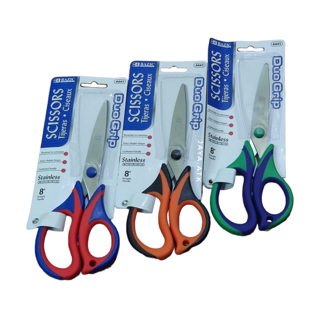 GUNTING KERTAS BESAR 8 IN BAZIC 4441 SOFT GRIP STAINLESS SCISSORS TEBAL BAGUS