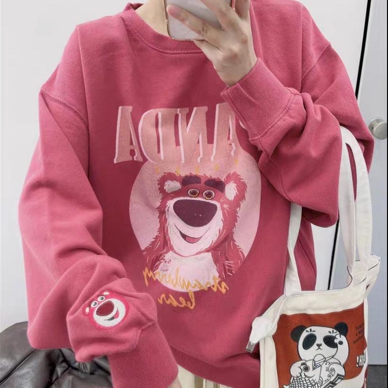 PANDA CREWNECK STRAWBERRY BEAR | sweater motif kartun LUCU (V1)