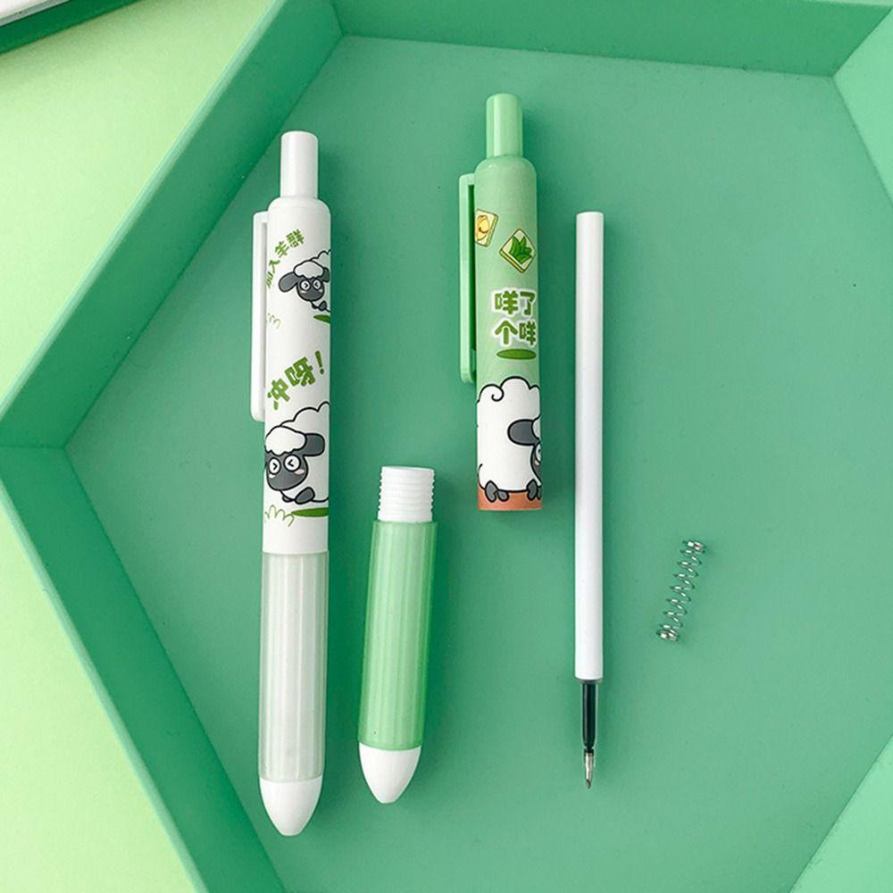 Nanas 6PCS /Set Gel Pulpen Perlengkapan Kantor Sekolah Pocket Pen Press Type Signature Pen