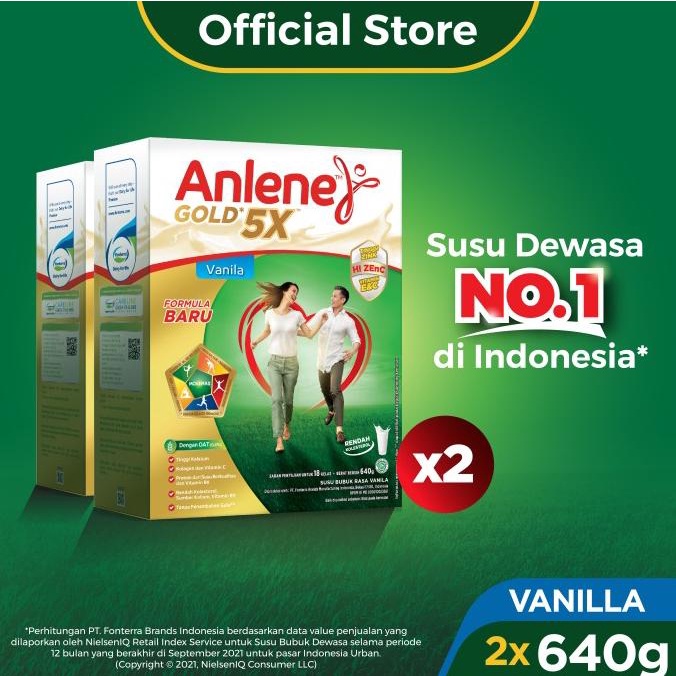 

[ COD ] Anlene Gold 5X Susu Bubuk Vanila 2 x 640g-Tulang, Sendi & Otot