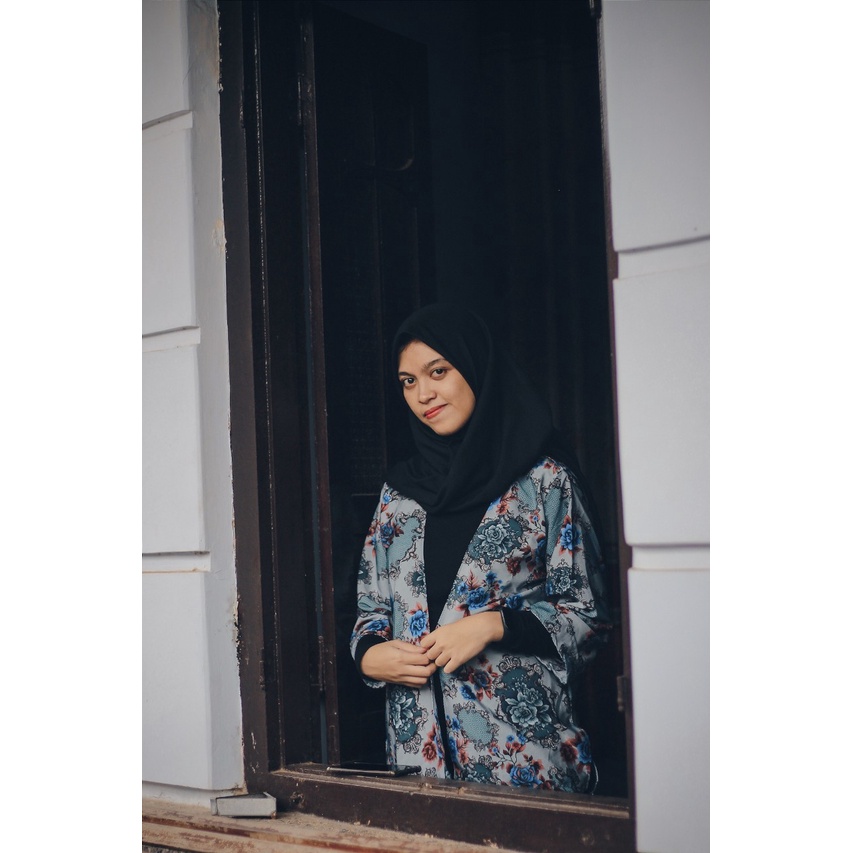 Outer Motif Flow Blue - Cardigan Atasan Wanita Biru