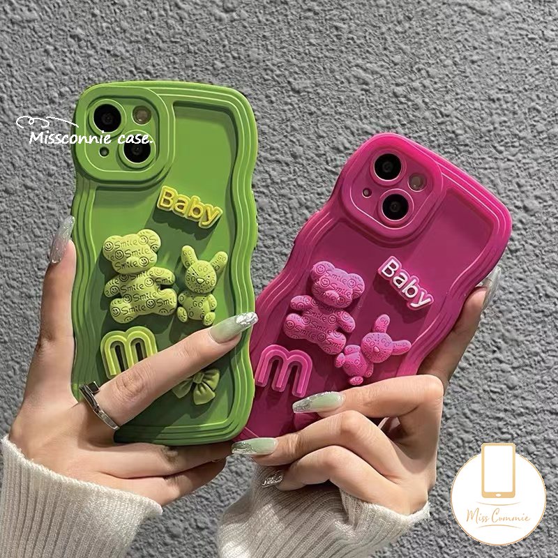 Casing iPhone 11 7 8 Plus XR 12 13 14 Pro MAX 14 Plus X XS MAX Motif Boneka Beruang 3D