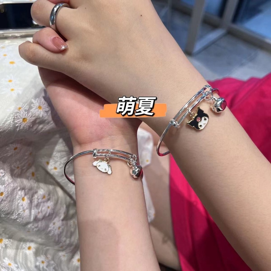 AY(CN) Gelang Tangan Silver Wanita Desain Kartun Kuromi Bell Lucu