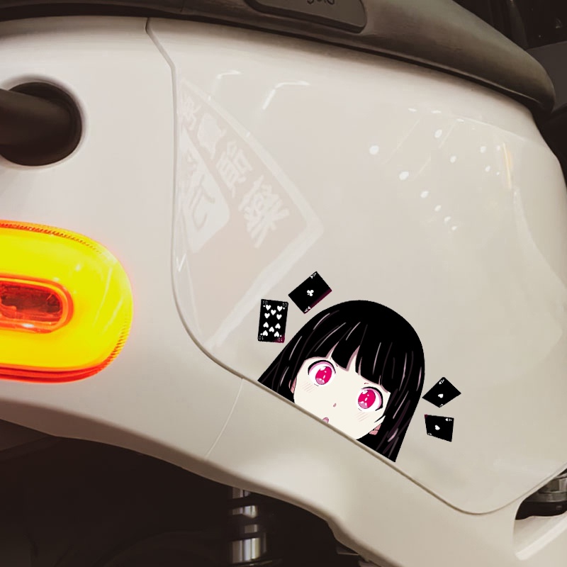 JDM Card Girl Sticker Sepeda Motor Skuter Mobil Decal Kaca Depan Tutup Tangki Bahan Bakar Tutup Tangki Bahan Bakar Modifikasi Aksesoris Dekorasi Untuk Honda