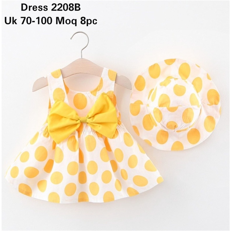 DRESS+TOPI ANAK [IMPOR] GAUN BAYI PESTA ANAK BAYI PEREMPUAN / Dress Fashion Pantai Anak Perempuan Import