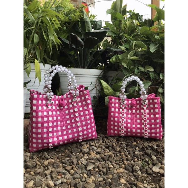 Tas Anyaman Pesta Jali Premium Handle Mutiara