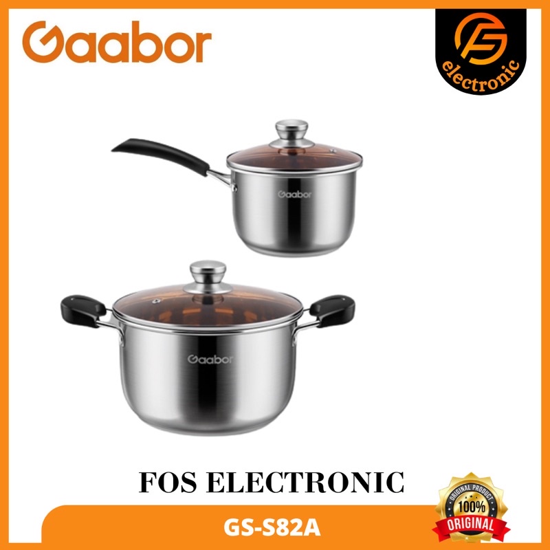 Gaabor Panci 2 Set Stainless Steel Tutup Kaca Panci Sop Panci Susu /GS-S82A