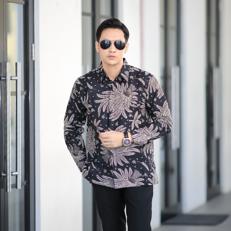 BATIK BOLO DEWO Motif Arya Hem Atasan Kemeja Baju Batik Pria Lengan Panjang