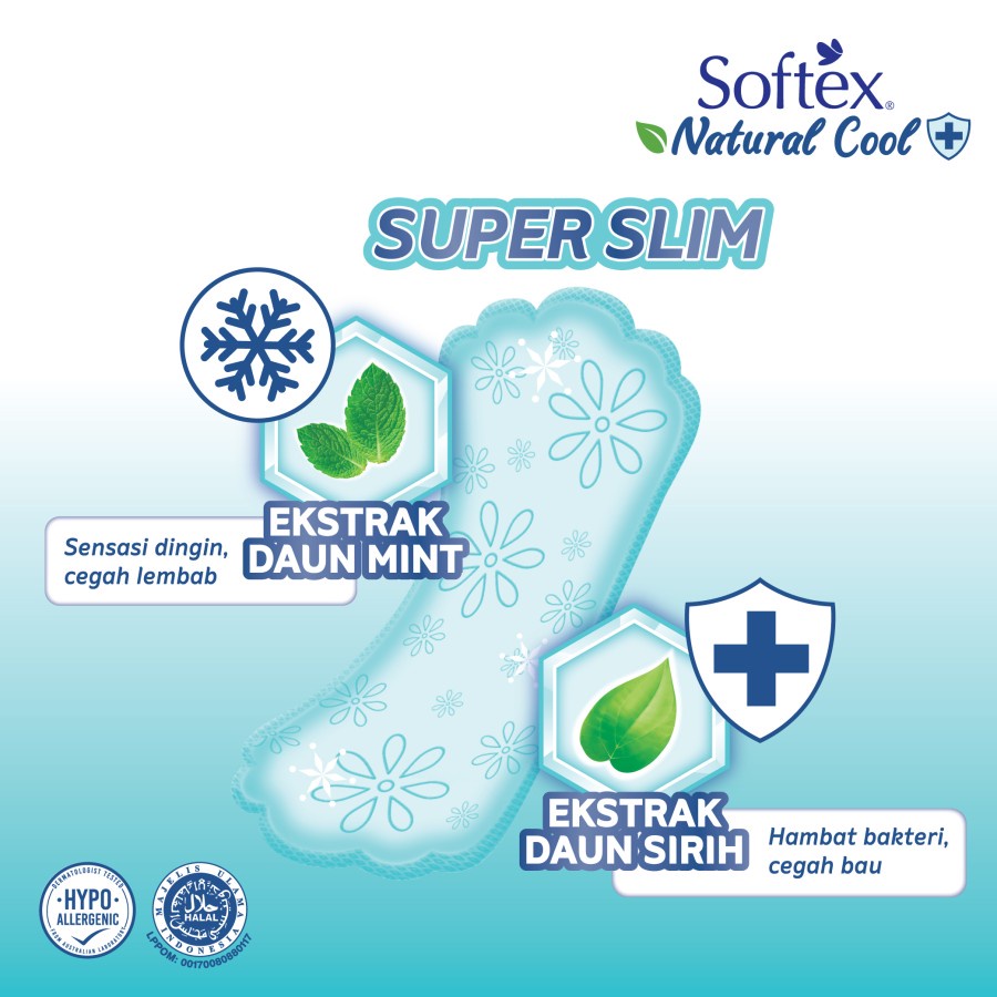 Pantyliner Softex Natural Cool + Super Slim isi 32 pads / 32s