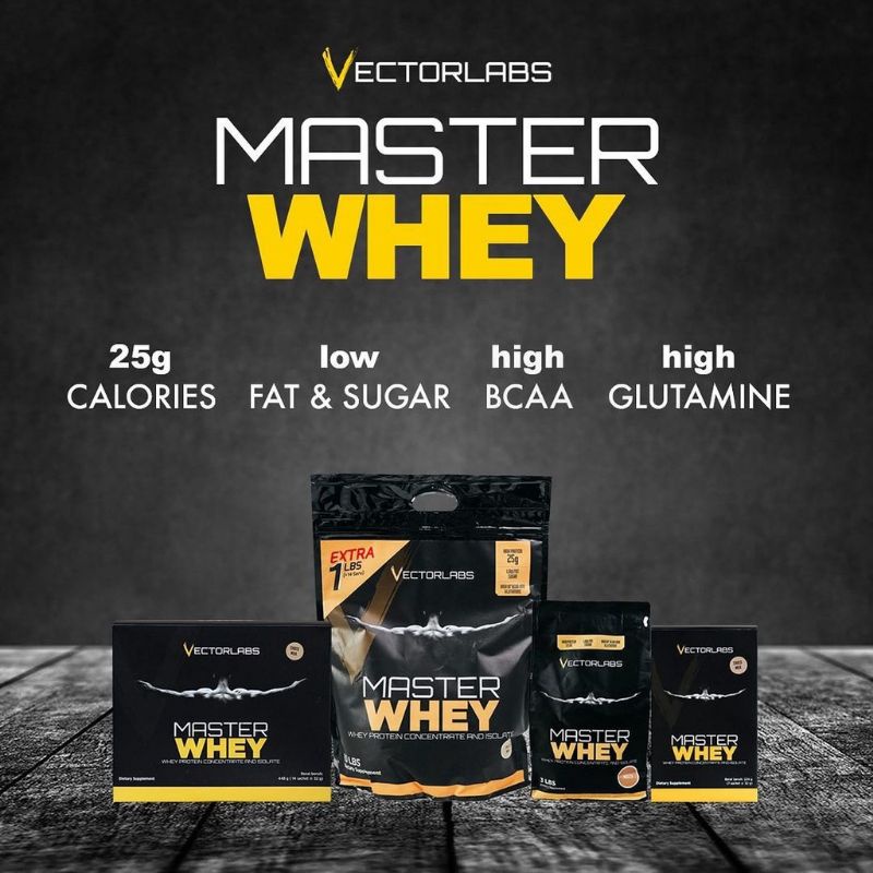 Vectorlabs Master Whey 1 Sachet Susu Whey Protein Isolate Concentrate 1 serving