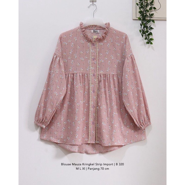 blouse bunga ORI by Diana fashion atasan kemeja cewek crinkle m l xl panjang terbaru kringkel new