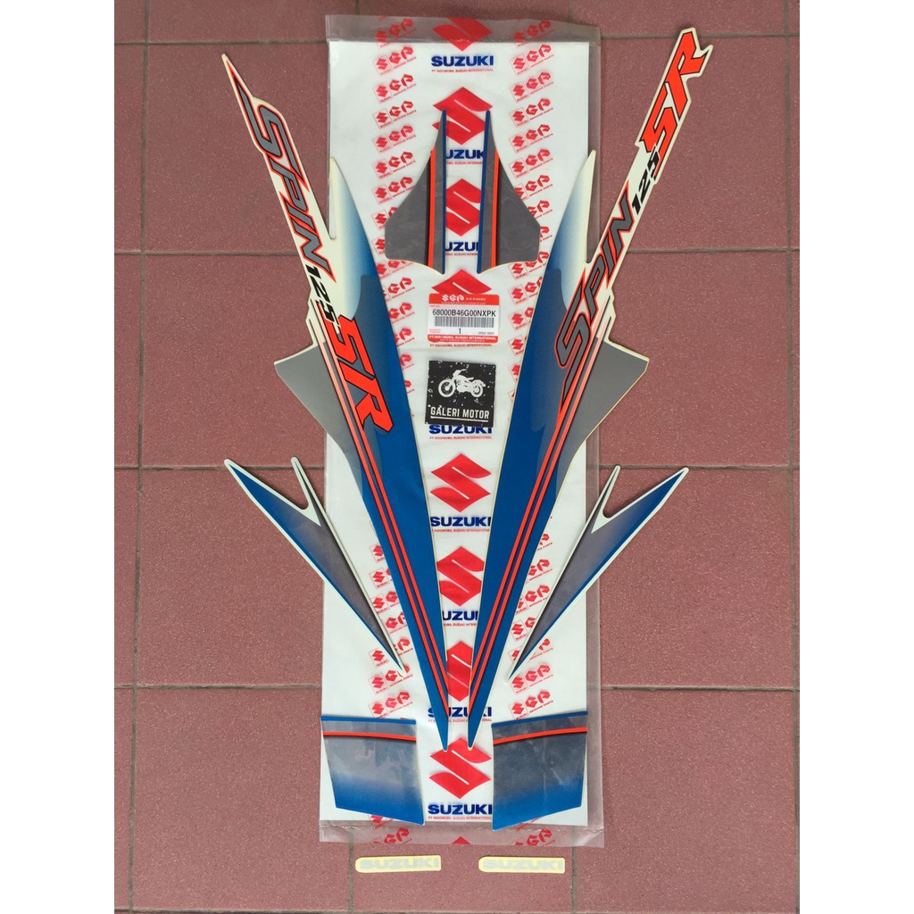 ￼STRIPING STICKER STIKER BODY SUZUKI SPIN 125 BIRU PUTIH ORIGINAL ORI ASLI SGP 68000B46G00NXPK