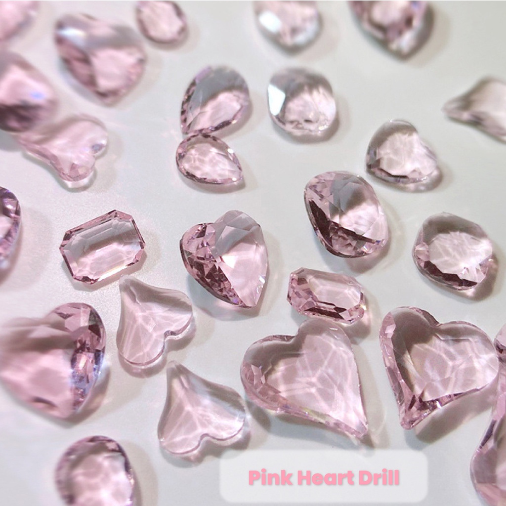 【 COD 】10pcs Ornamen Kuku 3D Colour Pink Bentuk Hati/Hiasan Kuku Bahan Plastik Untuk Dekorasi Nail Art