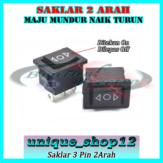 Saklar 3Pin Maju Mundur Naik Turun 3 Kaki Jendela Pintu Mobil Robot Motor Universal