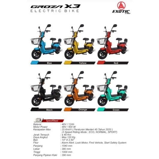 SEPEDA LISTRIK EXOTIC CROZN X3 AKI 48 VOLT - ELECTRIK BIKE