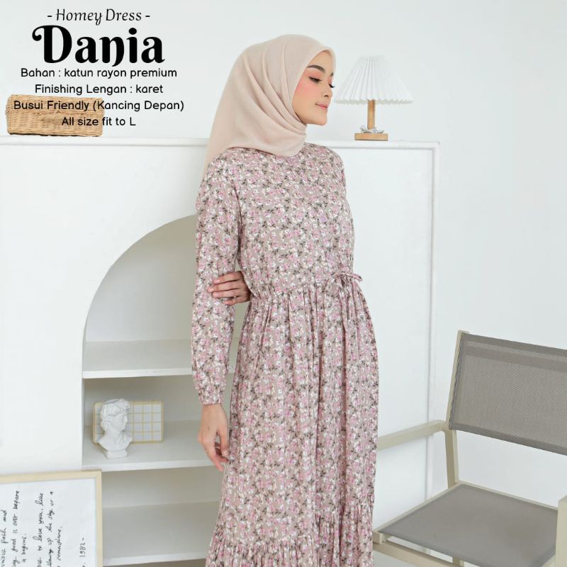 Termurah - Gamis Dewasa Jumbo Homey Dress Dania Dress Murah Motif Bahan Katun Rayon Premium Nyaman Dipakai | Bisa Cod