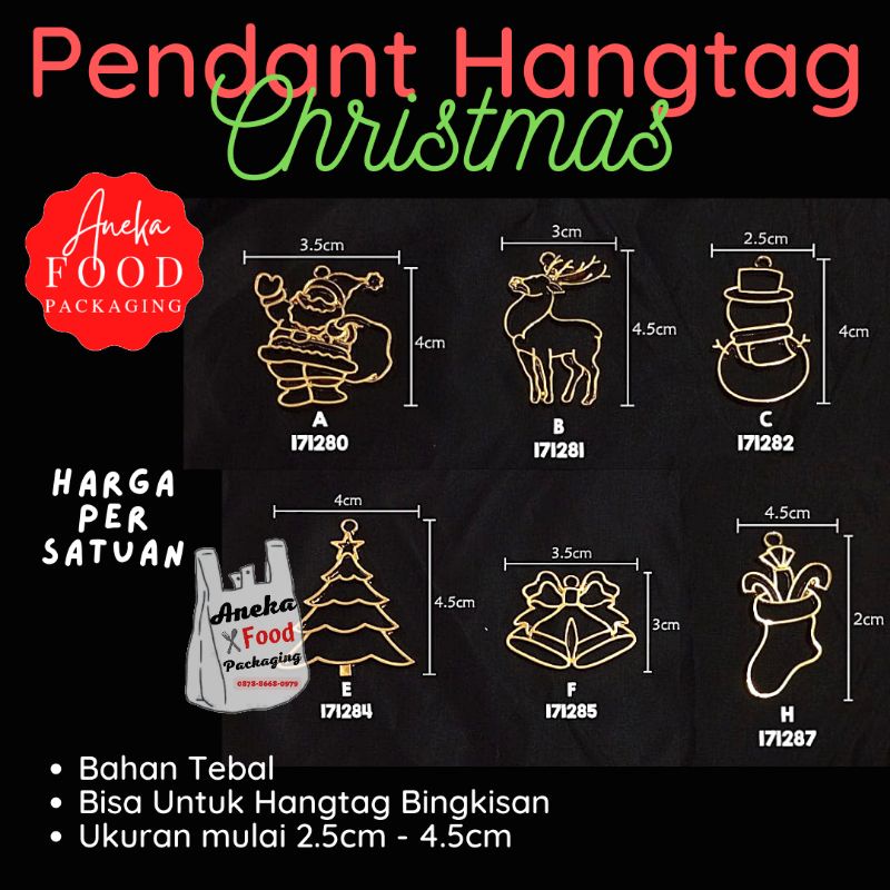 Metal hang tag NATAL Xmas gantungan label makanan goodie bag hampers hangtag