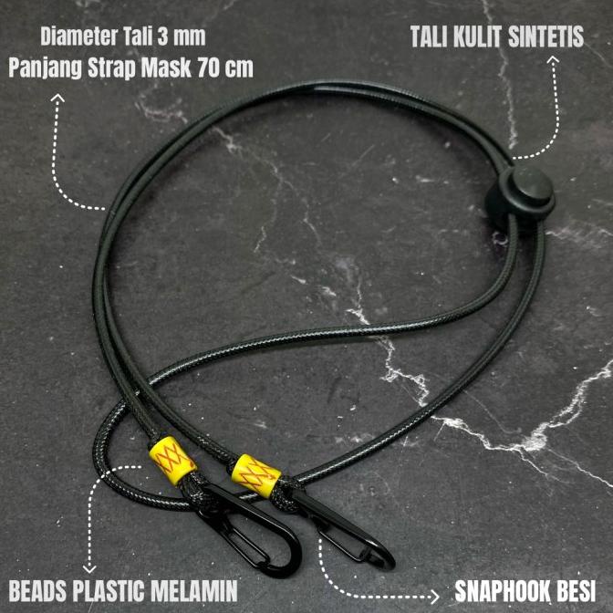 langsung order saja] Tali Masker Strap Mask Kulit Pria Warna Hitam Kaitan Besi Adjustable