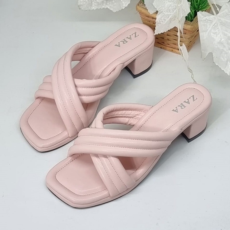 R9 Theresia Heels Wanita 5cm Alas Tebal Sangat Nyaman Dan Empuk Premium Serlina