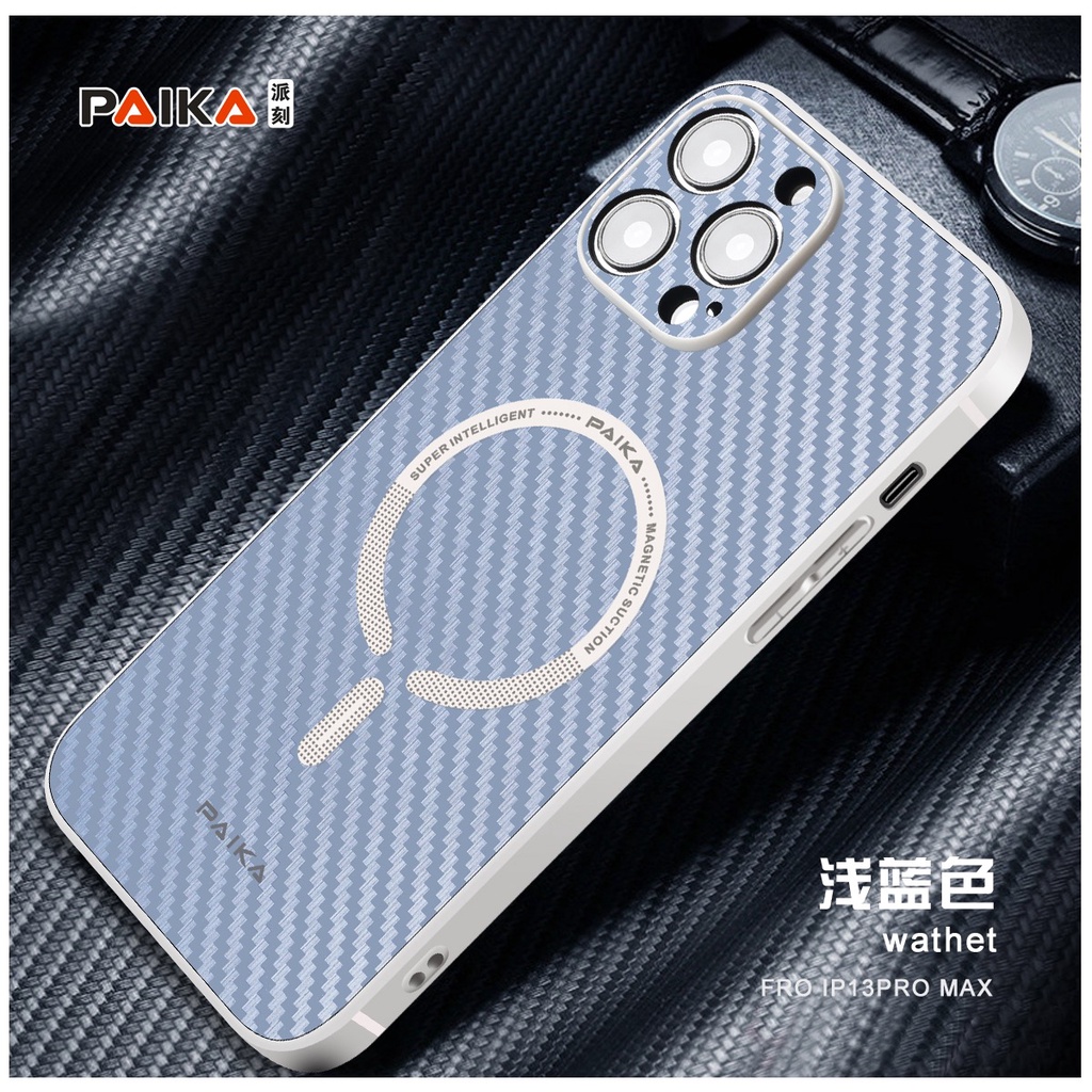 Carbon Fiber Magnetic Case untuk iPhone 14 Pro Max 12 Pro Max 11 Pro Max Matte Advanced Composite iPhone 13 Pro Max Bawah Tahan Debu Lubang Soft Case dengan Magsafe Suction