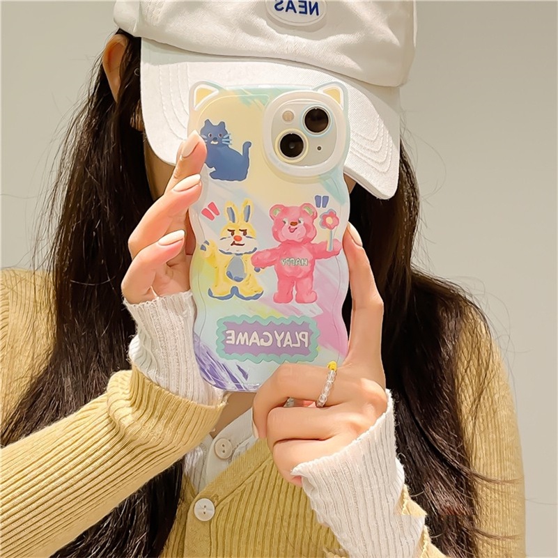 Soft Case Silikon Motif Lukisan Cat Minyak Beruang Untuk iPhone 14 13 12 11 Pro Max X Xr Xs Max 8 7 6 6s Plus