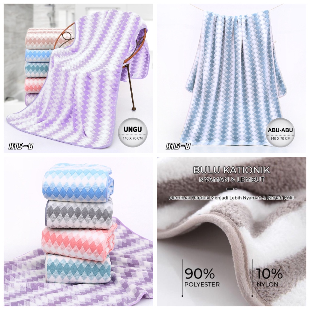 Handuk Mandi Bulu Tebal Lembut Halus Bath Towel Handuk Dewasa Bayi Motif Diamond ZigZag Handuk Mandi Daya Serap Tinggi GOSHOP88