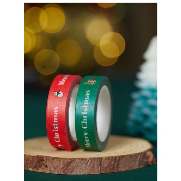 WASHI TAPE MERRY CHRITSMAS SELOTIP TOPLES NATAL 1 ROLL (10 M) ISOLASI