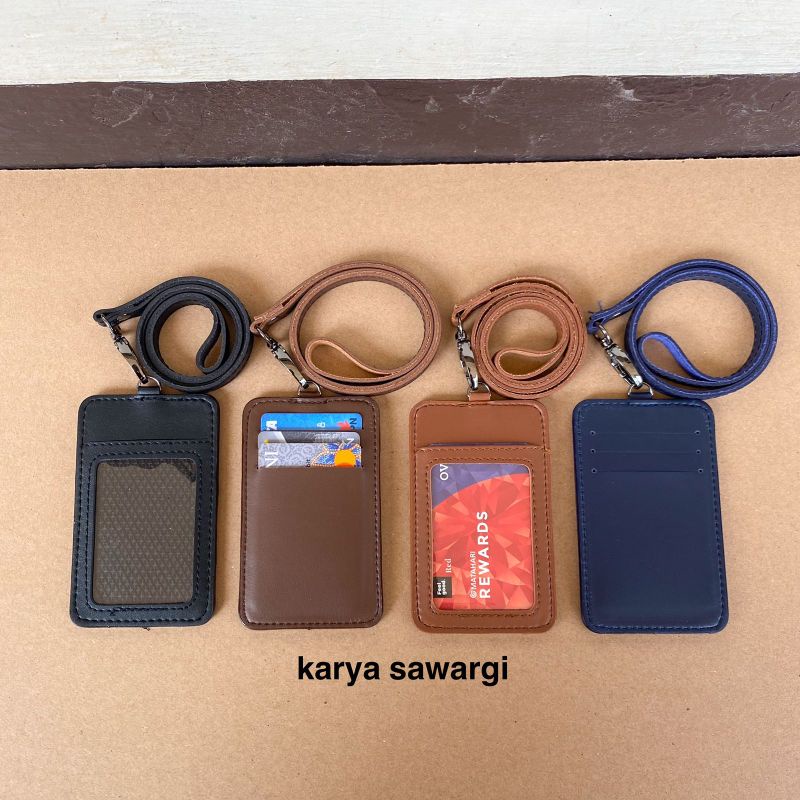 Id card holder name tag kulit | an