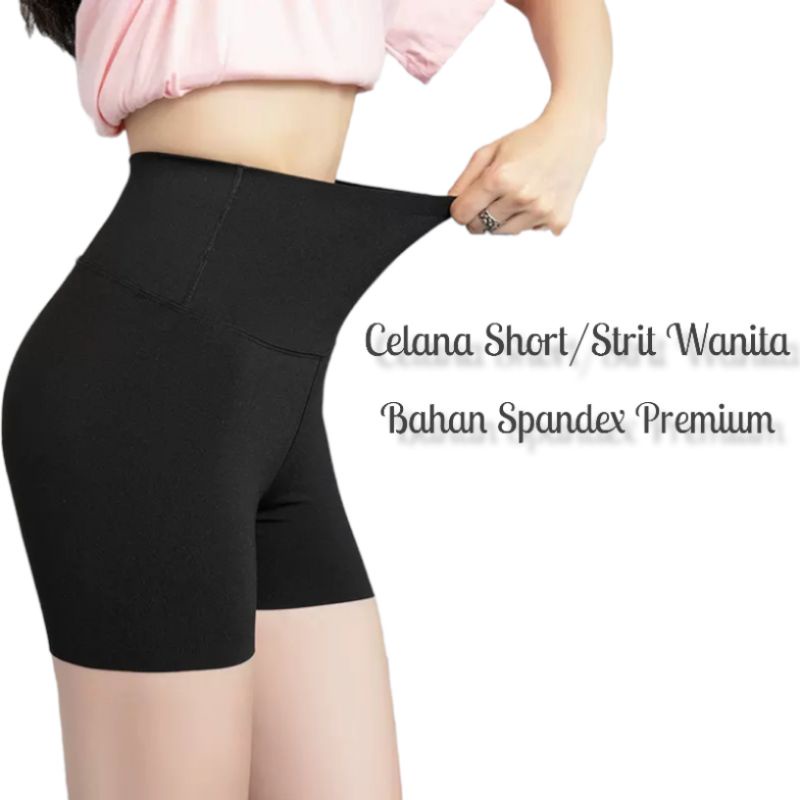 Celana Short Strit Wanita Spandex Premium Ukuran Std &amp; Jumbo/Legging Pendek Wanita